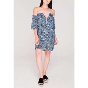 VIX Paula Hermanny mini swim dress size small off shoulders black and white